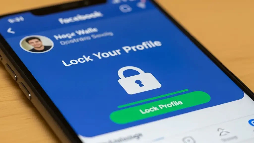 Smartphone zeigt eine Sperrfunktion für das eigene Social-Media-Profil zur Erhöhung der Sicherheit.
