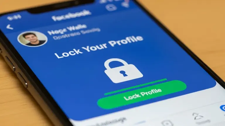 Smartphone zeigt eine Sperrfunktion für das eigene Social-Media-Profil zur Erhöhung der Sicherheit.